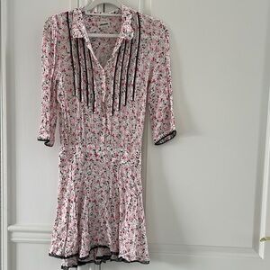 Zadig Floral Pink Dress with Black Accents